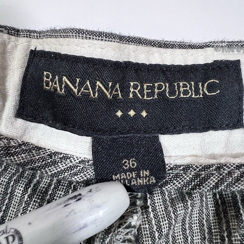 Banana Repbulic Linen Blend Flat Front Striped Casual Shorts Men's 36 - Picture 7 of 7